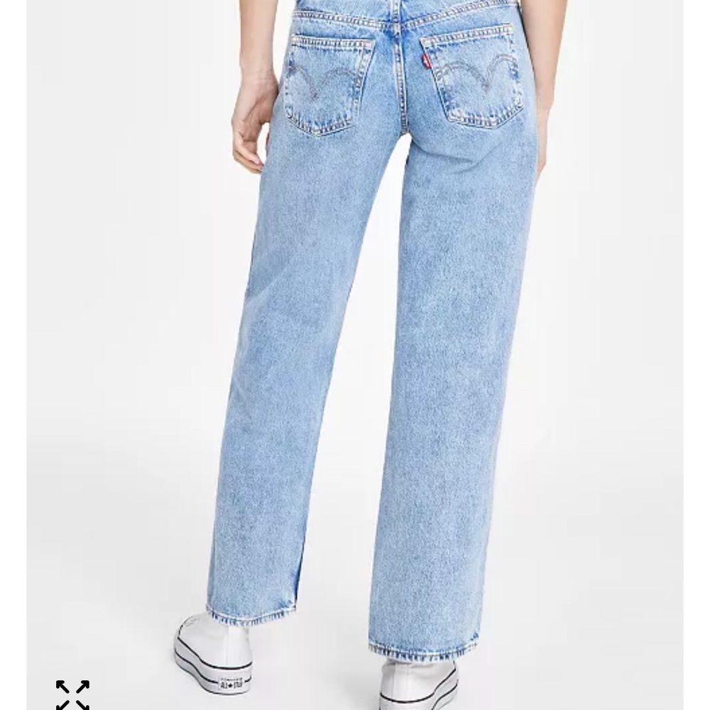 Levi's Light Blue Straight Leg Jeans 
Super-low double button